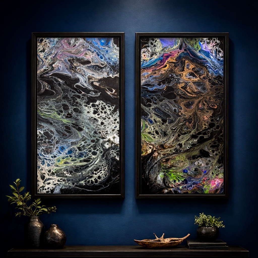 Beauty in Confusion — Mixed media diptych, 2 × 10 × 20 in, original by Cory George